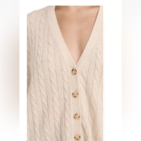 Reformation Beige Giusta Oversized Cashmere Cable Knit Cardigan S - Picture 7 of 12